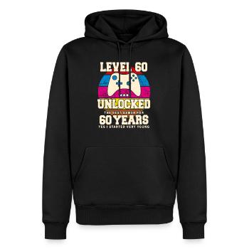 Original 1964 60 Jahre Level 60 Freischalten - Männer Premium Bio Hoodie - Schwarz - Vorne - Nico (187cm)