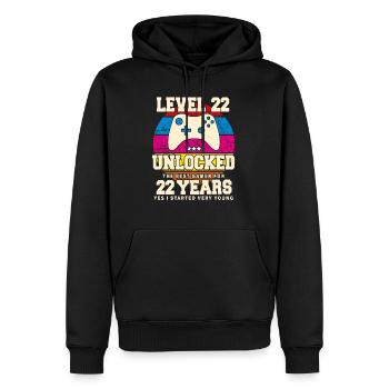 Original 2002 22 Jahre Level 22 Freischalten - Männer Premium Bio Hoodie - Schwarz - Vorne - Nico (187cm)