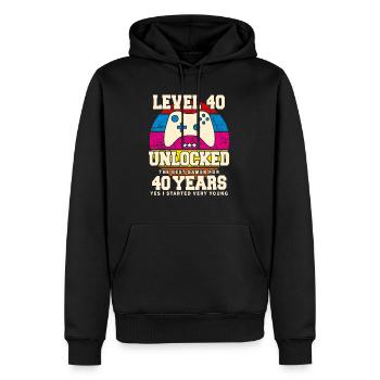 Original 1984 40 Jahre Level 40 Freischalten - Männer Premium Bio Hoodie - Schwarz - Vorne - Nico (187cm)