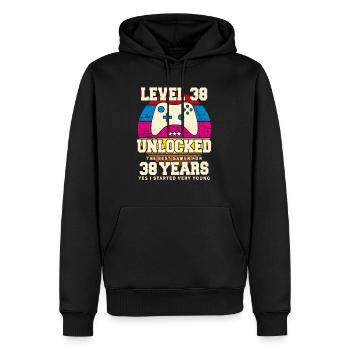 Original 1986 38 ans Niveau 38 Débloquer - Sweat à capuche Premium bio Homme - noir - Devant - Nico (187cm)