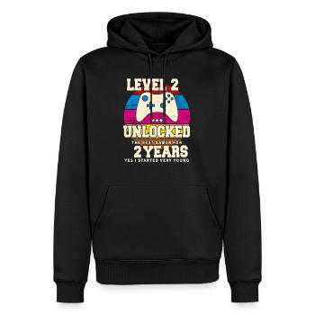 Original 2022 2 ans Niveau 2 Débloquer - Sweat à capuche Premium bio Homme - noir - Devant - Nico (187cm)