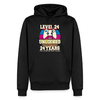 Original 2000 24 Years Old Level 24 Unlock - Men’s Premium Organic Hoodie - black - Front - Nico (187cm)