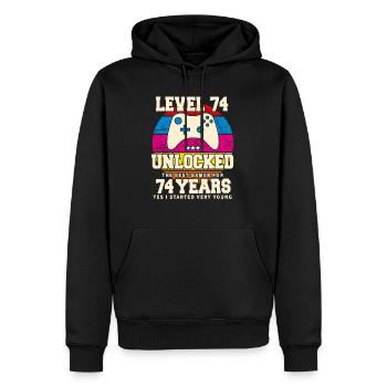 Original 1950 74 Jahre alt Level 74 Freischalten - Männer Premium Bio Hoodie - Schwarz - Vorne - Nico (187cm)