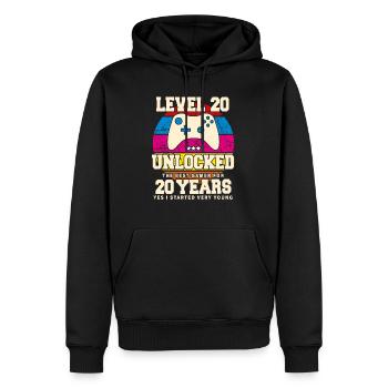 Original 2004 20 Jahre Level 20 Freischalten - Männer Premium Bio Hoodie - Schwarz - Vorne - Nico (187cm)