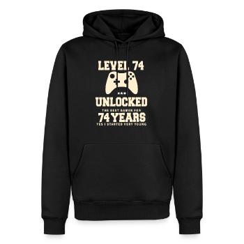 Level 74 Vintage Retro Vintage Birthday - Men’s Premium Organic Hoodie - black - Front - Nico (187cm)