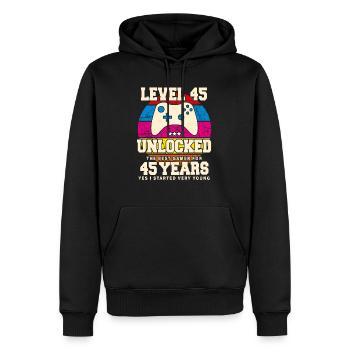 Original 1979 45 Jahre Level 45 Freischalten - Männer Premium Bio Hoodie - Schwarz - Vorne - Nico (187cm)