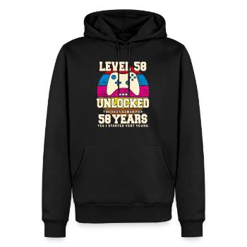 Original 1966 58 Jahre Level 58 Freischalten - Männer Premium Bio Hoodie - Schwarz - Vorne - Nico (187cm)