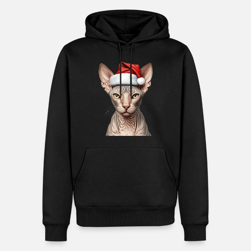 Chat sphynx de Noël - Sweat à capuche Premium bio Homme - noir