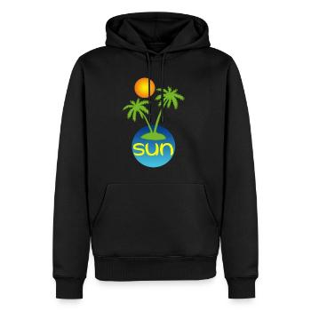 Sonne im Paradies - Männer Premium Bio Hoodie - Schwarz - Vorne - Nico (187cm)