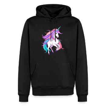 Radiant Violet Licorne Fantasy Illustration - Sweat à capuche Premium bio Homme - noir - Devant - Nico (187cm)