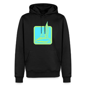 Sailing Logo Icon Square Sailboat Ship - Men’s Premium Organic Hoodie - black - Front - Nico (187cm)