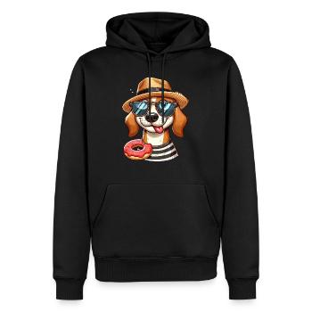 Hund mit Donut - Männer Premium Bio Hoodie - Schwarz - Vorne - Nico (187cm)
