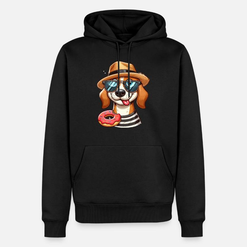 Chien avec un beignet - Sweat à capuche Premium bio Homme - noir