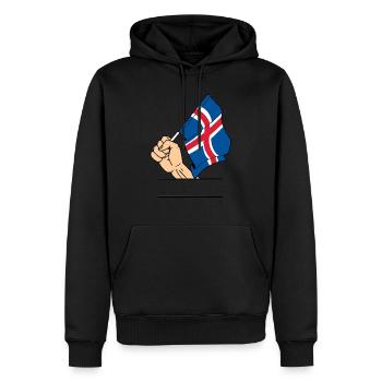 Flagge Island Faust Textraum - Männer Premium Bio Hoodie - Schwarz - Vorne - Nico (187cm)