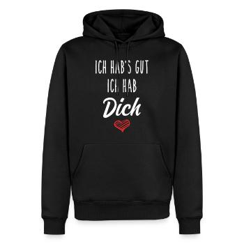 Ich hab's gut ich hab Dich - Liebe Geschenk Love - Männer Premium Bio Hoodie - Schwarz - Vorne - Nico (187cm)