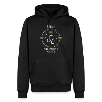 Du signe du Lion - Courageuse et honnête - Sweat à capuche Premium bio Homme - noir - Devant - Nico (187cm)