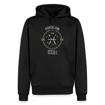 Du signe du Poisson - Rêveur et sensible - Sweat à capuche Premium bio Homme - noir - Devant - Nico (187cm)