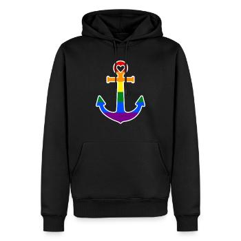Regenbogenanker - Männer Premium Bio Hoodie - Schwarz - Vorne - Nico (187cm)