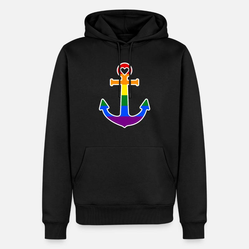 Regenbogenanker - Männer Premium Bio Hoodie - Schwarz