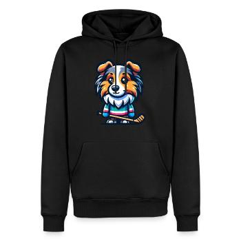 Hockey Sheltie Comic Dog Hockey - Men’s Premium Organic Hoodie - black - Front - Nico (187cm)