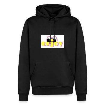 ENJOY - Männer Premium Bio Hoodie - Schwarz - Vorne - Nico (187cm)