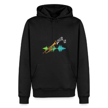 Partition de musique Trompette Cadeau Soundwave Trompette - Sweat à capuche Premium bio Homme - noir - Devant - Nico (187cm)