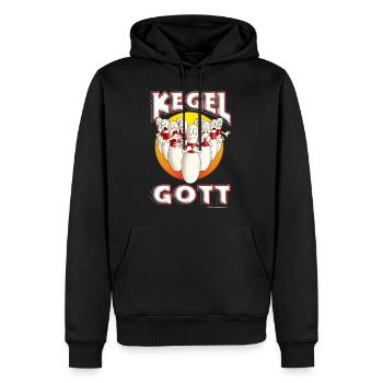 MIX - Kegel Gott - diese Pins haben aus gutem - Männer Premium Bio Hoodie - Schwarz - Vorne - Nico (187cm)