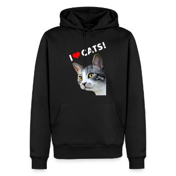 I HEART CATS Ich liebe Katzen Ein Herz für Katzen - Männer Premium Bio Hoodie - Schwarz - Vorne - Nico (187cm)