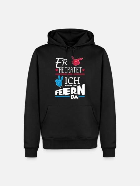 ER HEIRATET JGA - Männer Premium Bio Hoodie - Schwarz