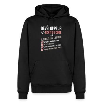 Un développeur - Sweat à capuche Premium bio Homme - noir - Devant - Nico (187cm)