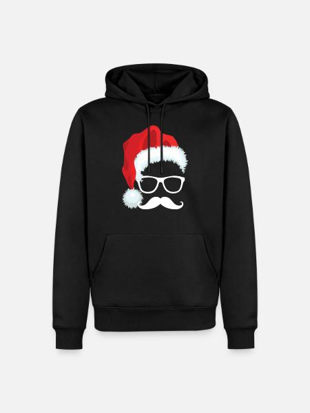 Xmas Hut mit Schnurrbart - Männer Premium Bio Hoodie - Schwarz