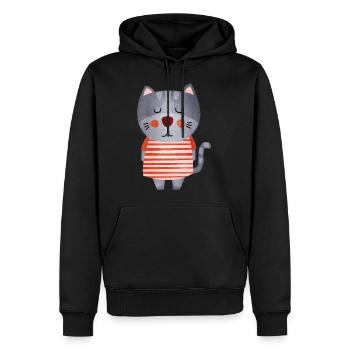 Sucre chat doux - Sweat à capuche Premium bio Homme - noir - Devant - Nico (187cm)
