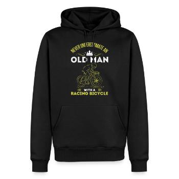 Biking, Bicycle Dad Grandpa Gift Road Bike - Men’s Premium Organic Hoodie - black - Front - Nico (187cm)