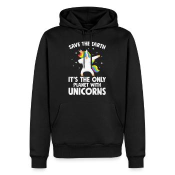 Licornes Sauver la terre - Sweat à capuche Premium bio Homme - noir - Devant - Nico (187cm)