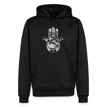 L'oeil de la main - Sweat à capuche Premium bio Homme - noir - Devant - Nico (187cm)