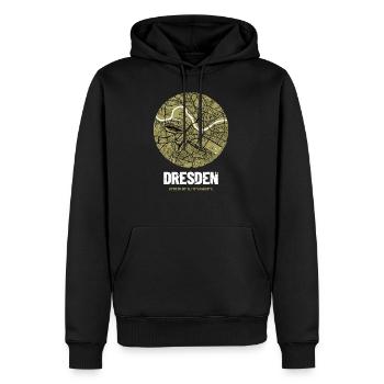 Dresden - Carte de la ville (vert olive) - Sweat à capuche Premium bio Homme - noir - Devant - Nico (187cm)