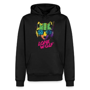Lone Wolf - Einsamer Wolf - Männer Premium Bio Hoodie - Schwarz - Vorne - Nico (187cm)
