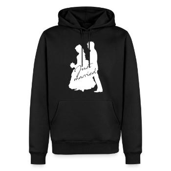 Just Married marry marriage wedding couple wedding - Men’s Premium Organic Hoodie - black - Front - Nico (187cm)
