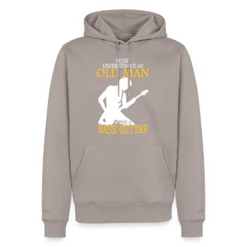 Bass guitar retiree - Men’s Premium Organic Hoodie - taupe - Front - Nico (187cm)