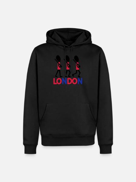 LONDON text Queen's guard - Men’s Premium Organic Hoodie - black