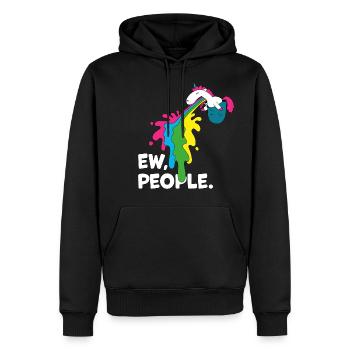 Unicorn Puking Rainbow Pocket Ew People Funny Gift - Männer Premium Bio Hoodie - Schwarz - Vorne - Nico (187cm)