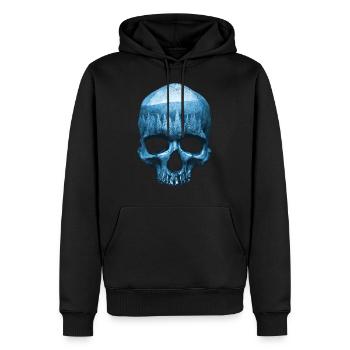 Totenkof Blau/ Winter Gothic Wald Landschaft Skull - Männer Premium Bio Hoodie - Schwarz - Vorne - Nico (187cm)
