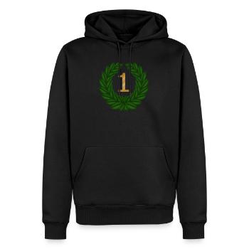 Nr 1 - Männer Premium Bio Hoodie - Schwarz - Vorne - Nico (187cm)