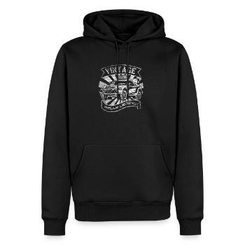 Vintage-Rallye - Männer Premium Bio Hoodie - Schwarz - Vorne - Nico (187cm)