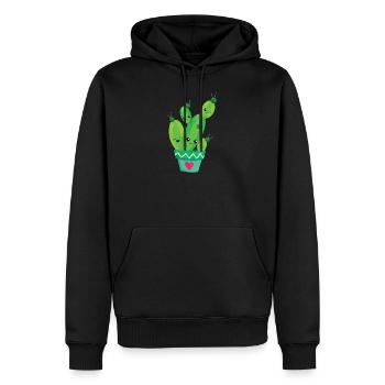 CACTUS - Sweat à capuche Premium bio Homme - noir - Devant - Nico (187cm)