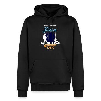 Fishing Angling Fish Fisher Fisherman Angler Gift - Men’s Premium Organic Hoodie - black - Front - Nico (187cm)