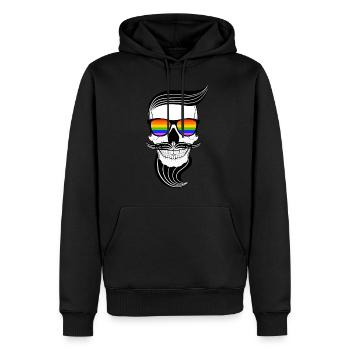 LGBT Skull Gay Pride Schauzbart Comin Out CSD - Männer Premium Bio Hoodie - Schwarz - Vorne - Nico (187cm)