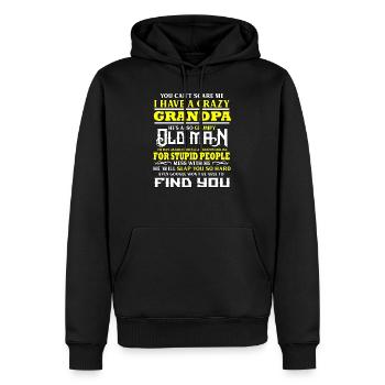 Crazy Grandpa Oldman Google Grandfather Pap Gift - Men’s Premium Organic Hoodie - black - Front - Nico (187cm)