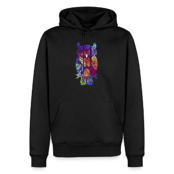 Chouette oiseau nocturne troupeau vol mouche animal de compagnie - Sweat à capuche Premium bio Homme - noir - Devant - Nico (187cm)