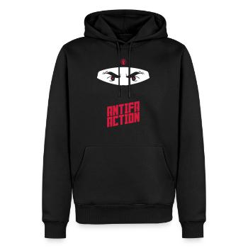 Antifa Action – Ninja - Männer Premium Bio Hoodie - Schwarz - Vorne - Nico (187cm)